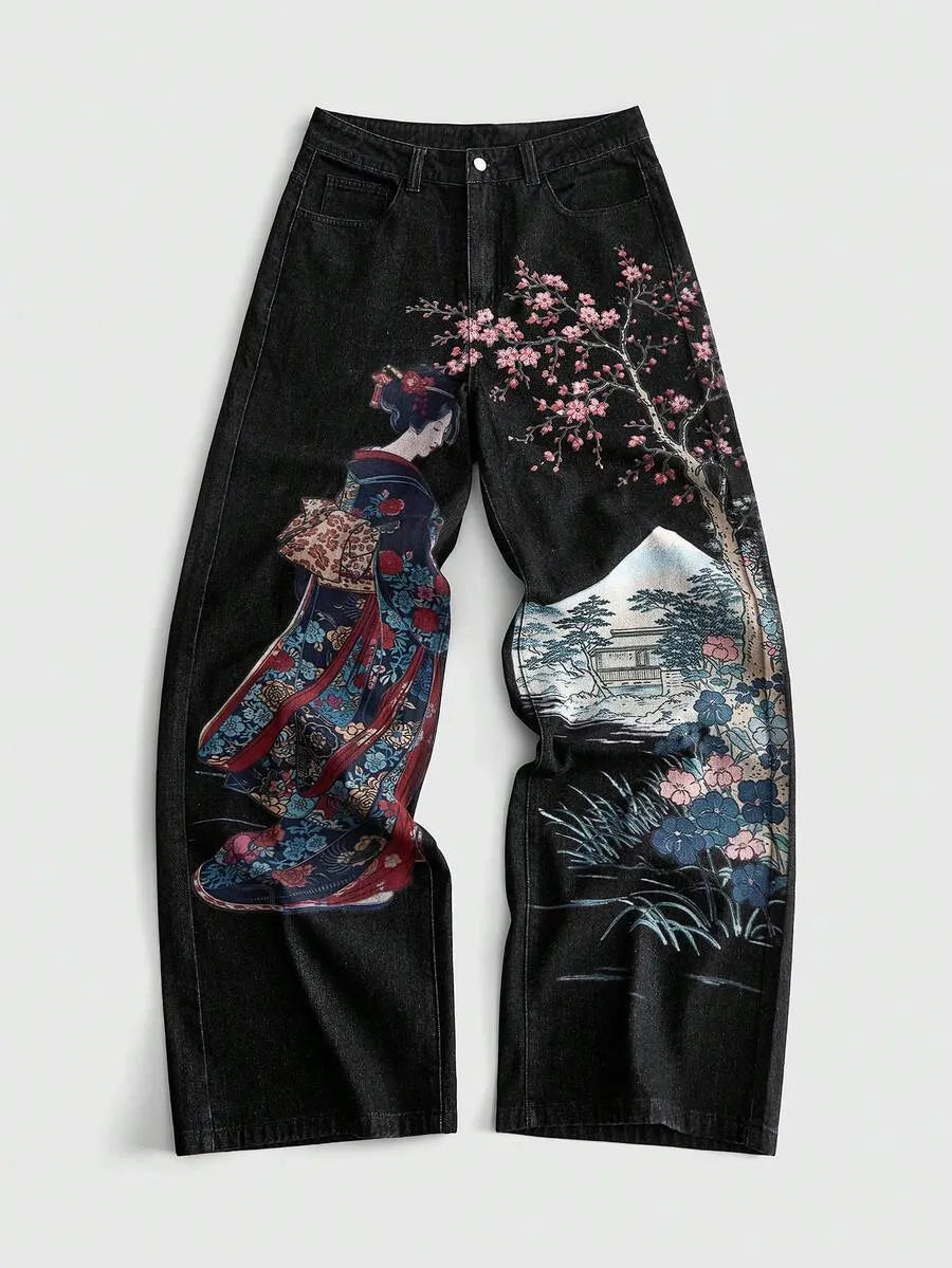 Sakura Heritage Wide-Leg Jeans